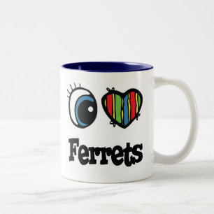 I Liebe (Herz) Frettchen Zweifarbige Tasse