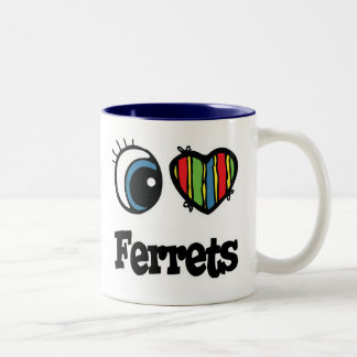 I Liebe (Herz) Frettchen Zweifarbige Tasse
