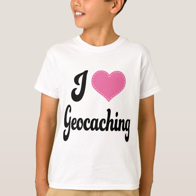 I Liebe (Herz) Geocaching T-Shirt (Vorderseite)