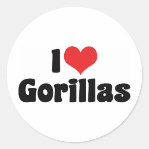 I Liebe Herz Gorillas - Gorilla Lover Runder Aufkleber