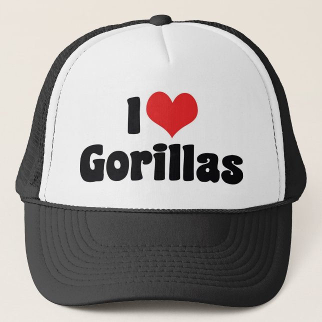 I Liebe Herz Gorillas - Gorilla Lover Truckerkappe (Vorderseite)