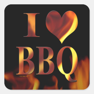 I Liebe (Herz) GRILLEN Quadratischer Aufkleber