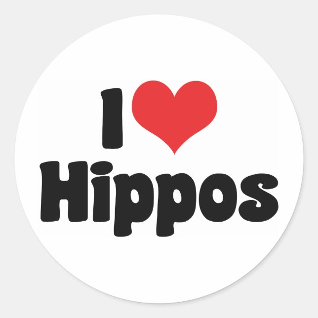 I Liebe Herz Hippos - Hippopotamus Lover Runder Aufkleber (Vorderseite)
