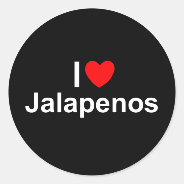 I Liebe (Herz) Jalapenos Runder Aufkleber (Vorderseite)