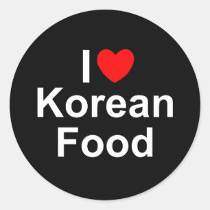 I Liebe (Herz) Koreanisches Essen Runder Aufkleber