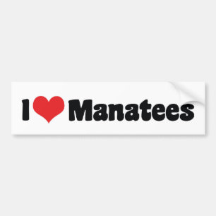 I Liebe Herz Manatees Autoaufkleber