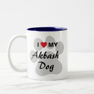 I Liebe (Herz) mein Akbash Hund Zweifarbige Tasse