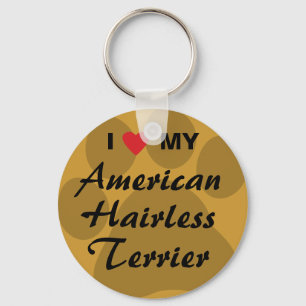 I Liebe (Herz) mein amerikanischer unbehaarter Schlüsselanhänger