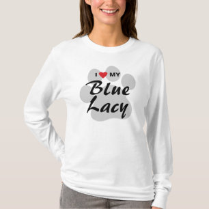 I Liebe (Herz) mein blaues Lacy T-Shirt