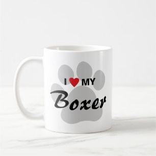 I Liebe (Herz) mein Boxer Pawprint Tasse