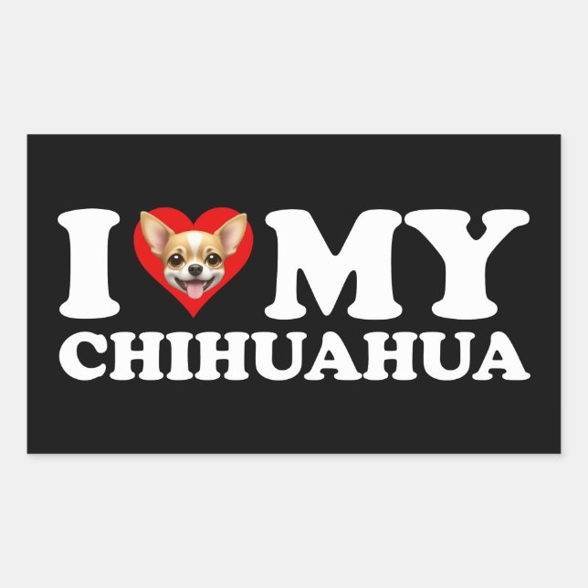 I Liebe (Herz) Mein Chihuahua Rechteckiger Aufkleber (Vorderseite)