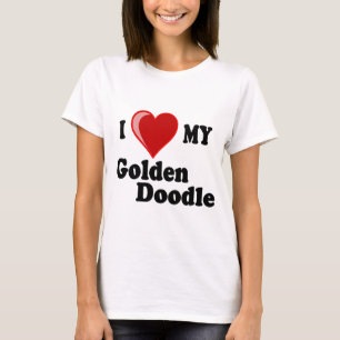 I Liebe (Herz) mein goldener Gekritzel-Hund T-Shirt