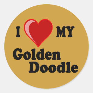 I Liebe (Herz) mein goldener Runder Aufkleber