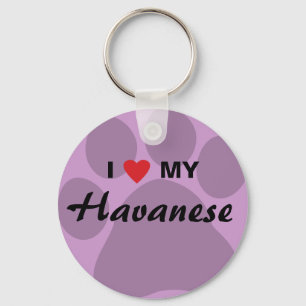 I Liebe (Herz) mein Havanese Pawprint Schlüsselanhänger