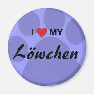 I Liebe (Herz) mein Lowchen Pawprint Magnet
