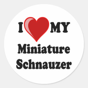 I Liebe (Herz) Mein Miniaturschnauzer Hund Runder Aufkleber