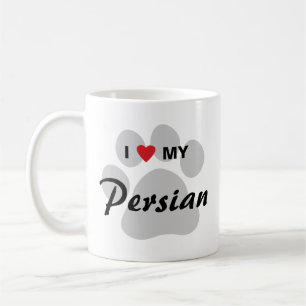 I Liebe (Herz) mein persische Katze Pawprint Kaffeetasse