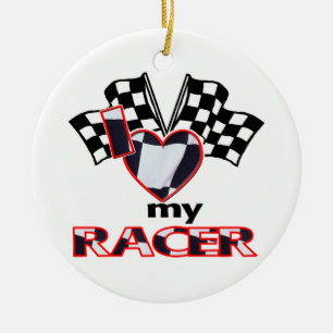 I Liebe (Herz) mein Racer Keramik Ornament