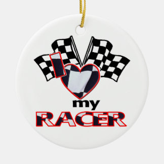 I Liebe (Herz) mein Racer Keramik Ornament