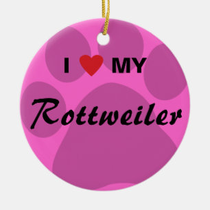 I Liebe (Herz) mein Rottweiler Pawprint Keramik Ornament