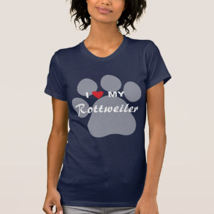 I Liebe (Herz) mein Rottweiler Pawprint T-Shirt