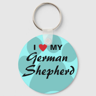 I Liebe (Herz) mein Schäferhund Pawprint Schlüsselanhänger