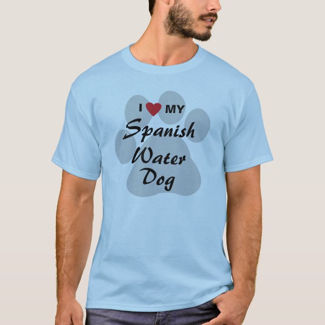 I Liebe (Herz) mein spanischer Wasser-Hund T-Shirt (Vorderseite)
