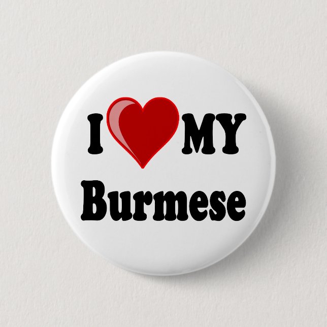 I Liebe (Herz) meine birmanische Katze Button (Vorderseite)