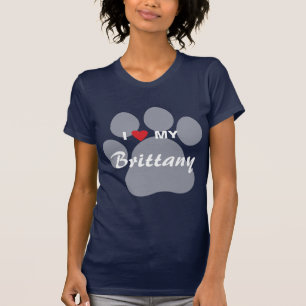 I Liebe (Herz) meine Bretagne Pawprint T-Shirt