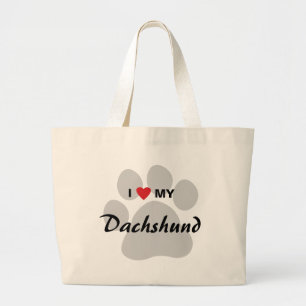 I Liebe (Herz) meine Dackel Pawprint Jumbo Stoffbeutel