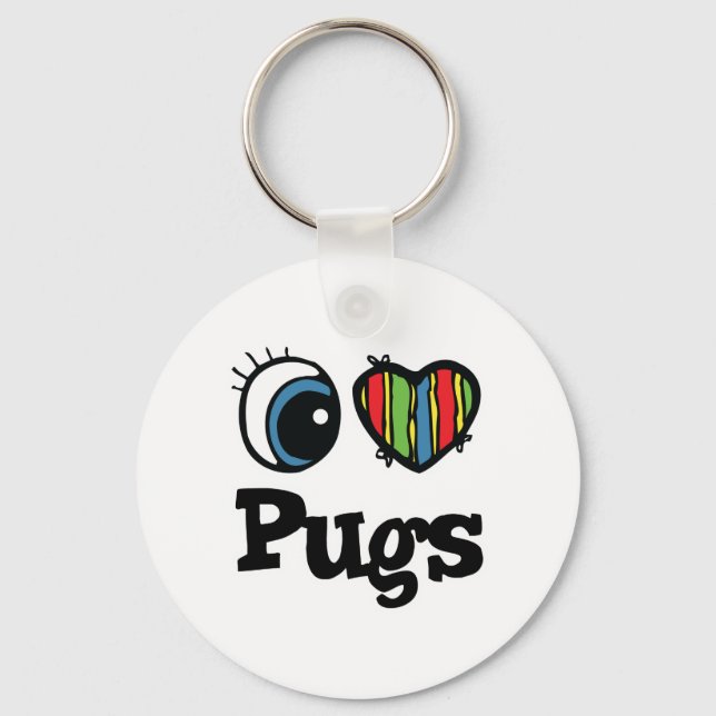 I Liebe (Herz) Möpsen Schlüsselanhänger (Vorderseite)