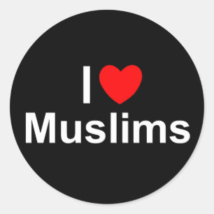 I Liebe (Herz) Muslime Runder Aufkleber