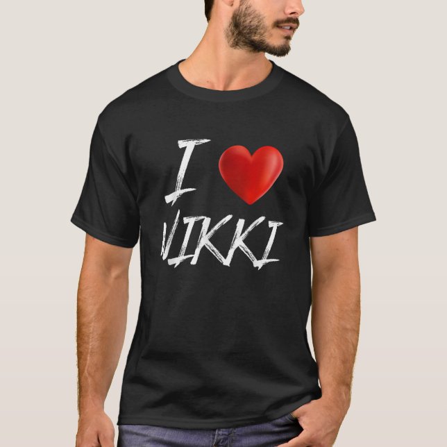 I Liebe Herz NIKKI Familienname T-Shirt (Vorderseite)