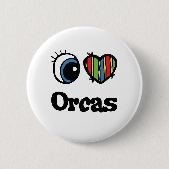 I Liebe (Herz) Orcas Button (Vorderseite)