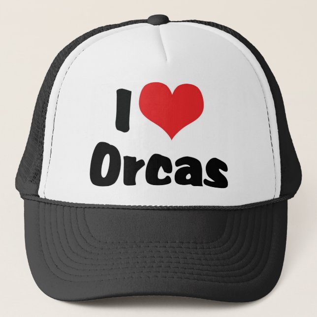 I Liebe Herz Orcas - Killer Whale Lover Truckerkappe (Vorderseite)