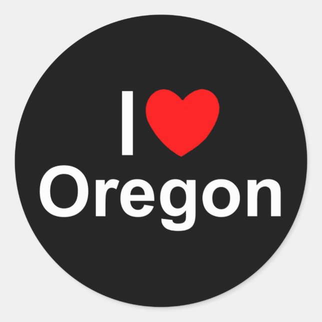 I Liebe (Herz) Oregon Runder Aufkleber (Vorderseite)