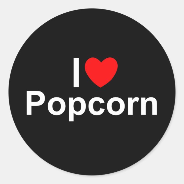 I Liebe (Herz) Popcorn Runder Aufkleber (Vorderseite)