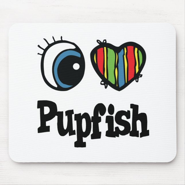 I Liebe (Herz) Pupfisch Mousepad (Vorne)