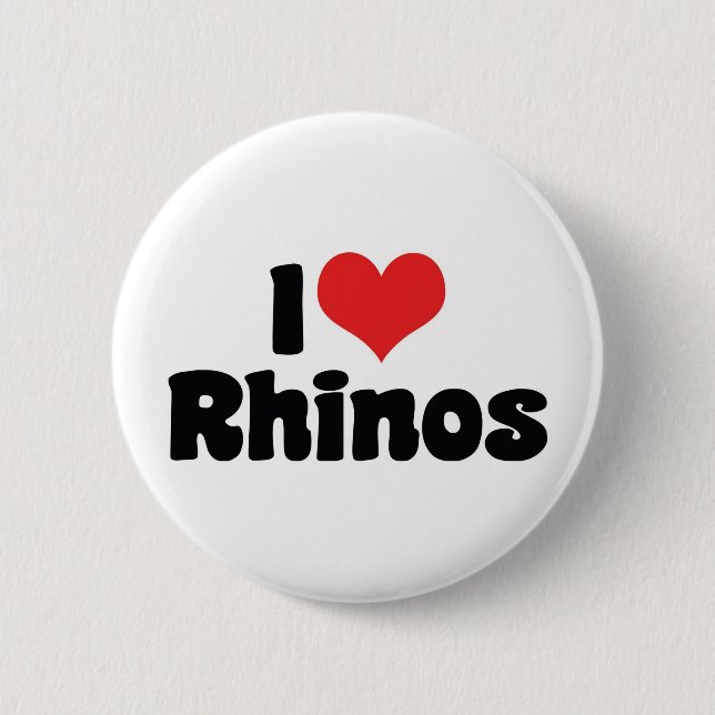 I Liebe Herz Rhinos - Rhinoceros Lover Button (Vorderseite)