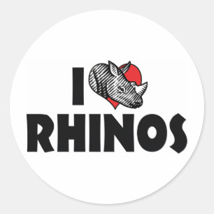 I Liebe Herz Rhinos - Rhinoceros Lover Runder Aufkleber
