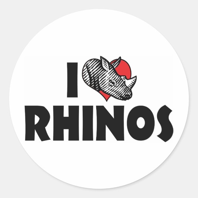 I Liebe Herz Rhinos - Rhinoceros Lover Runder Aufkleber (Vorderseite)