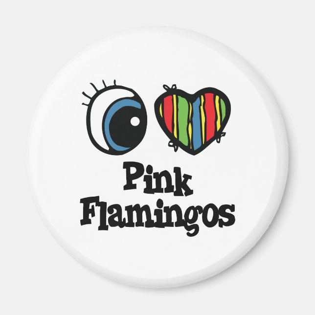 I Liebe (Herz) Rosa Flamingos Magnet (Vorne)