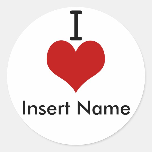 I Liebe (Herz) Runder Aufkleber (Vorderseite)