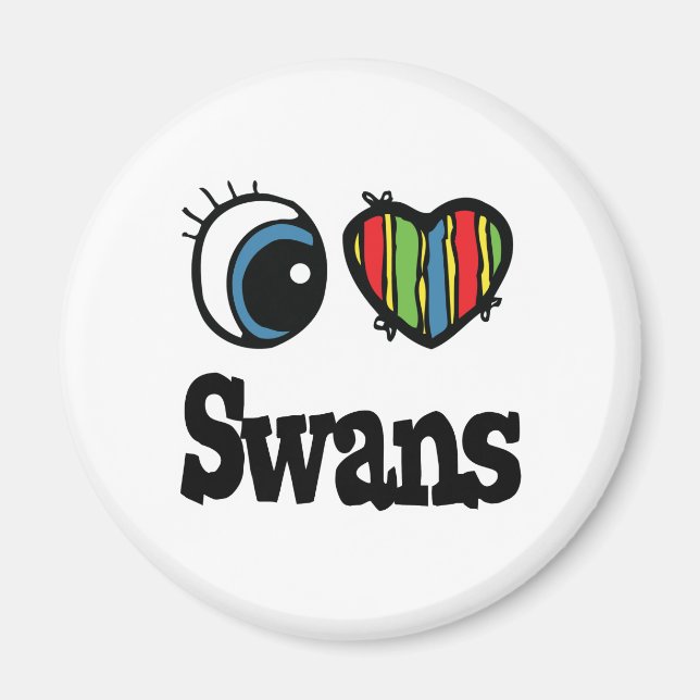 I Liebe (Herz) Schwäne Magnet (Vorne)