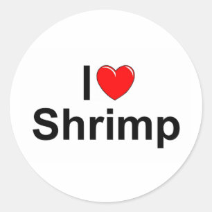 I Liebe (Herz) Shrimp Runder Aufkleber