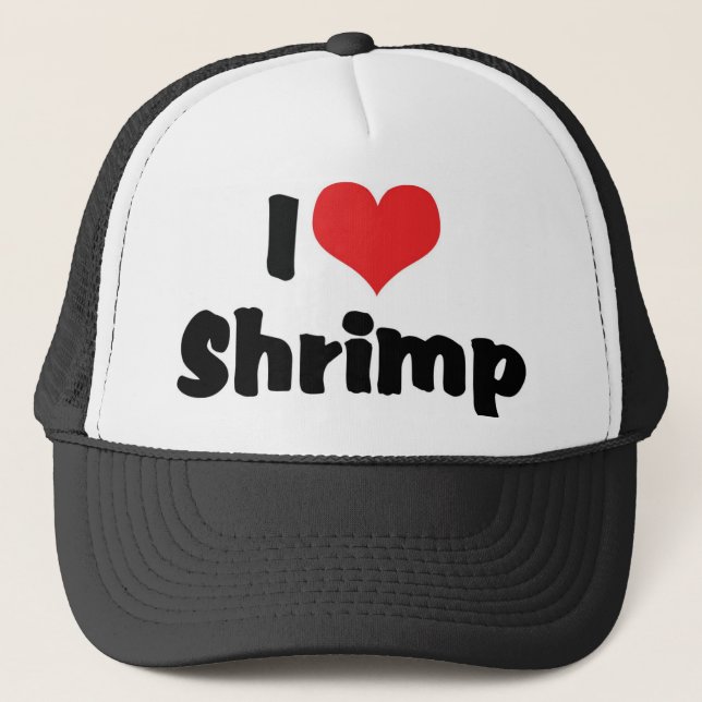 I Liebe Herz Shrimp - Seefutter Lover Truckerkappe (Vorderseite)