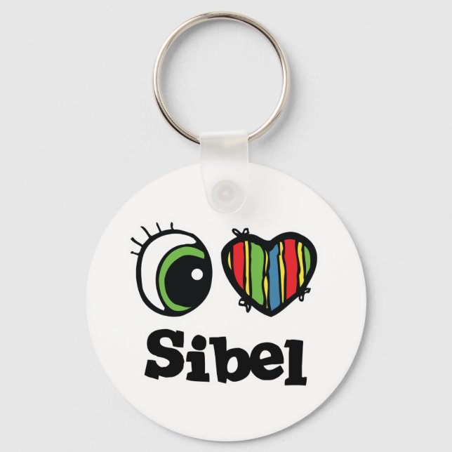 I Liebe (Herz) Sibel Schlüsselanhänger (Vorderseite)