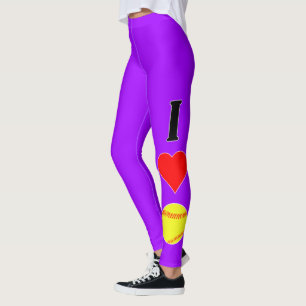 I Liebe(Herz) Softball-kundenspezifische Leggings