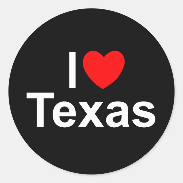 I Liebe (Herz) Texas Runder Aufkleber (Vorderseite)