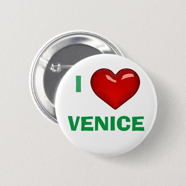 I LIEBE (HERZ) VENEDIG bearbeitet Button (Vorne & Hinten)